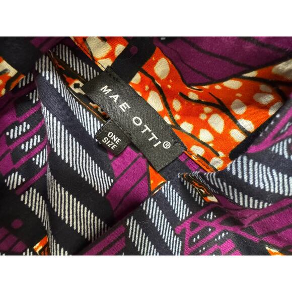 MAE OTTI African Ankara Kaftan Dashiki Style Tunic OS Wax Print Geometric Purple - Picture 3 of 7
